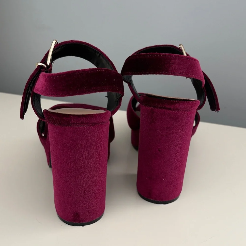 Mossimo Supply Co. Burgundy Velvet Platform Heels - Picture 6 of 8